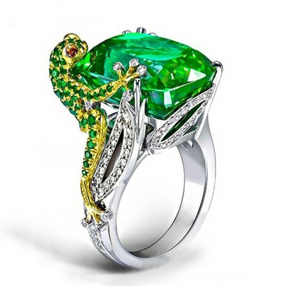 Designers Originals Jewelry - NIB Frog Ring Emerald & Crystal Cocktail, Statement Ring